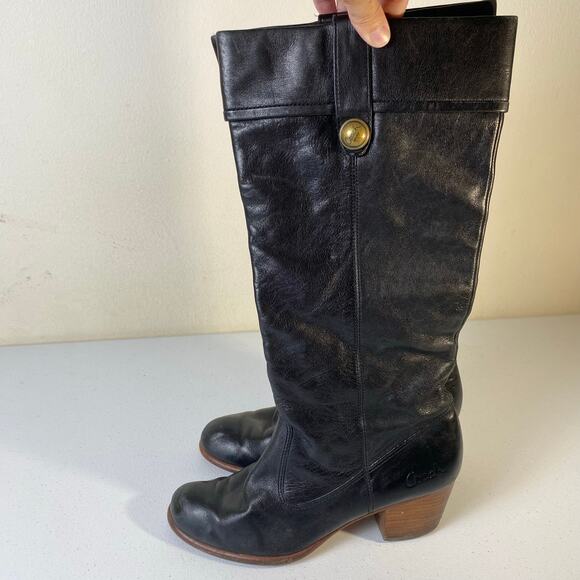 Coach Women's Size 9B Fayth Black Tall Leather Boots Luxury Designer Neutral - Picture 1 of 16